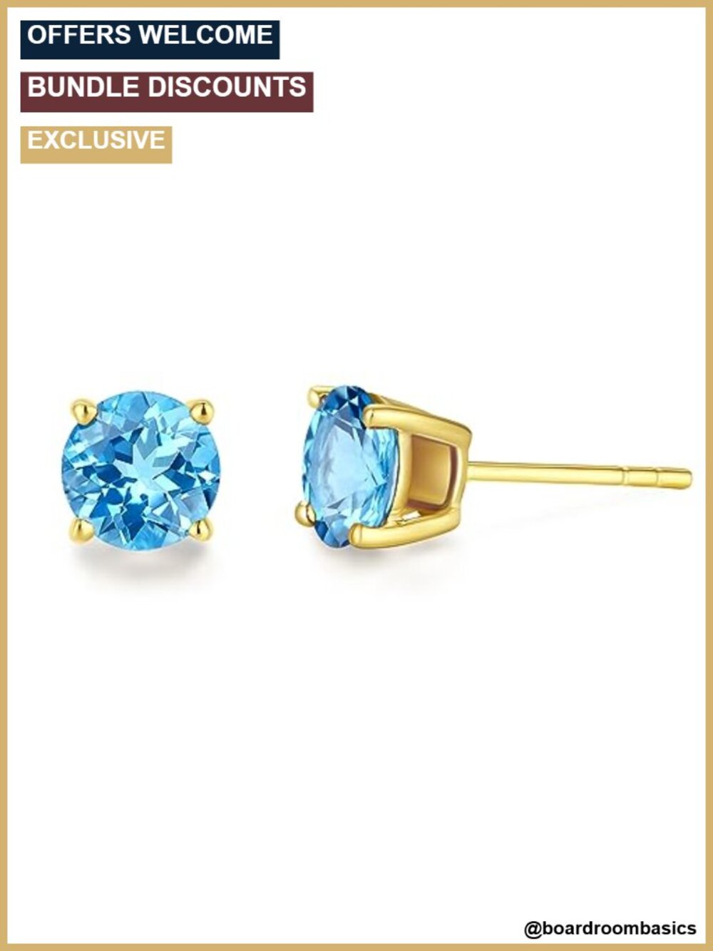 14K Solid Yellow Gold Round Birthstone Stud Earrings